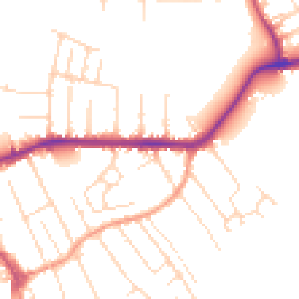 Daytime road noise heatmap for NG10 2BZ