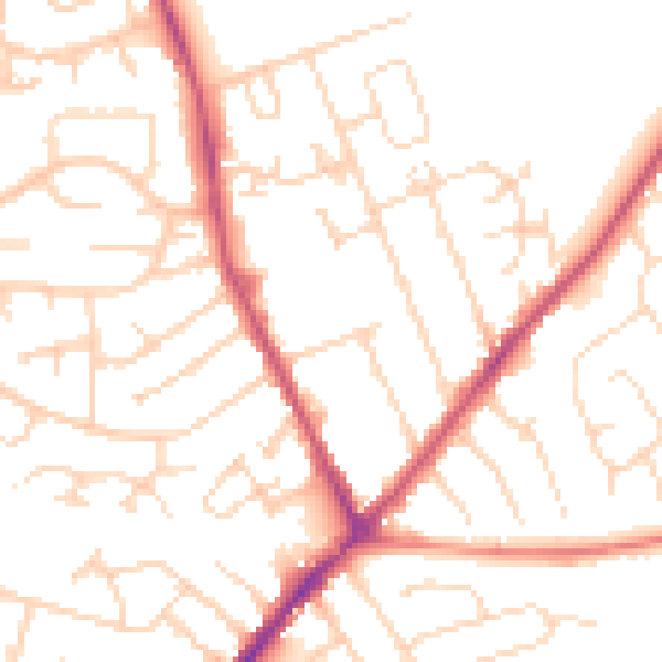 Daytime road noise heatmap for NG10 3JY