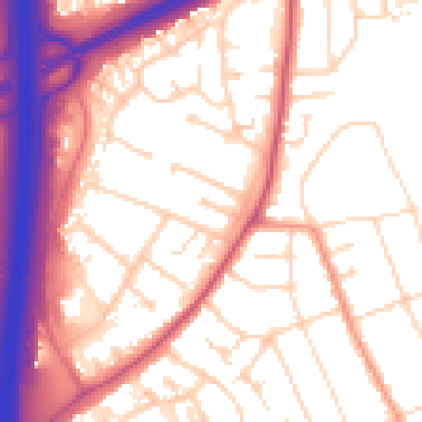 Daytime road noise heatmap for NG10 5LF