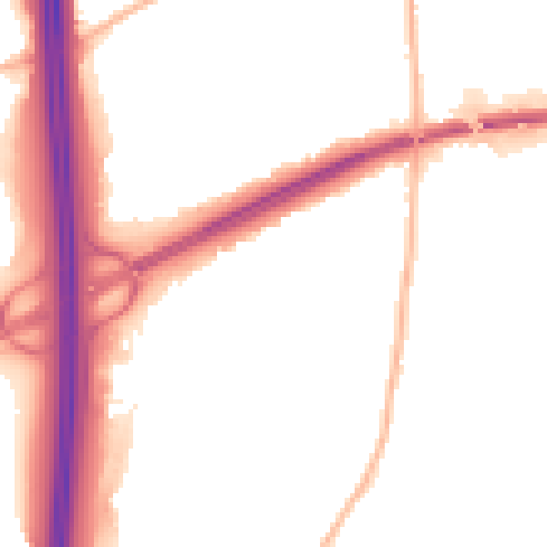 Night-time road noise heatmap for NG10 5PJ