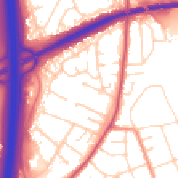 Daytime road noise heatmap for NG10 5QE