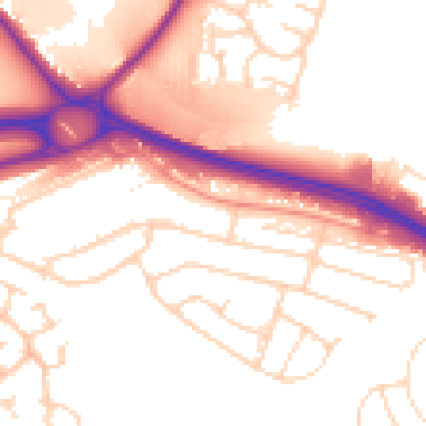 Daytime road noise heatmap for NG16 1AB