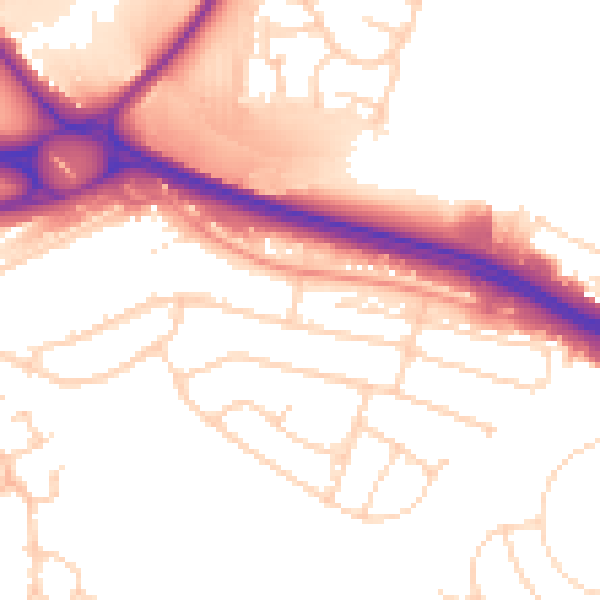 Daytime road noise heatmap for NG16 1AD
