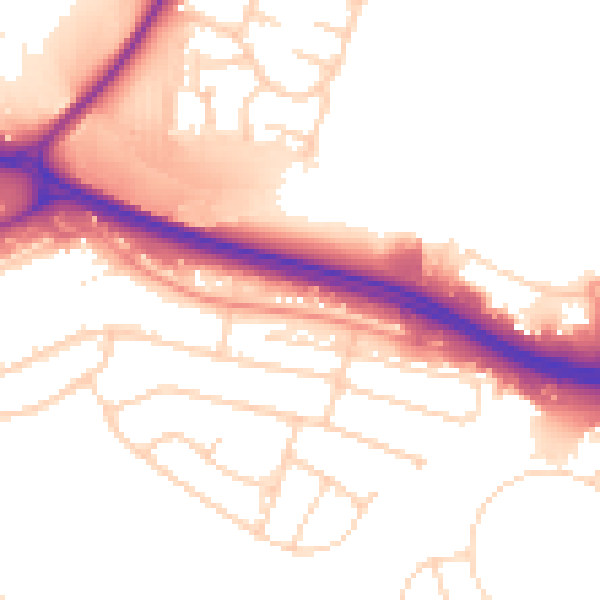 Daytime road noise heatmap for NG16 1AE