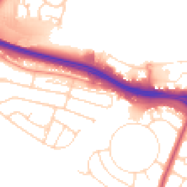 Daytime road noise heatmap for NG16 1AH