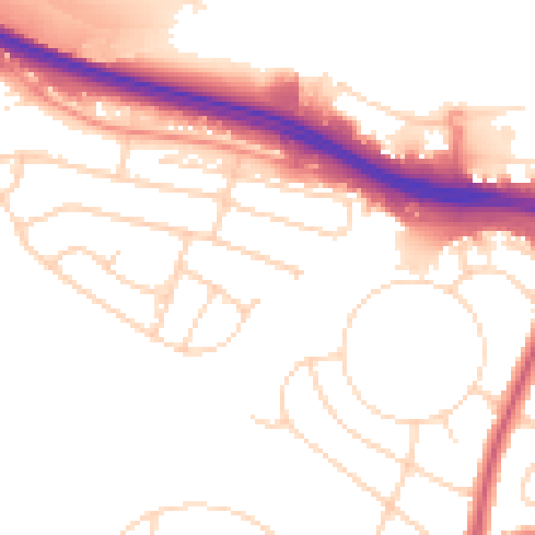 Daytime road noise heatmap for NG16 1AL