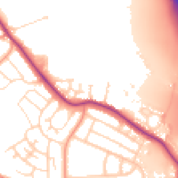 Daytime road noise heatmap for NG16 1AY