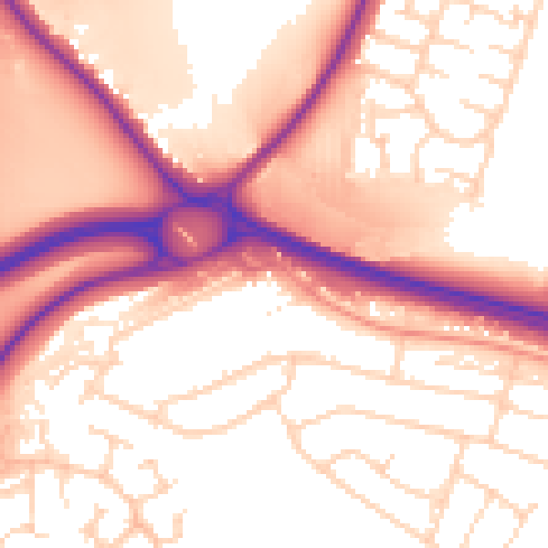 Daytime road noise heatmap for NG16 1BA