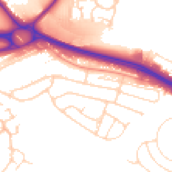 Daytime road noise heatmap for NG16 1BQ