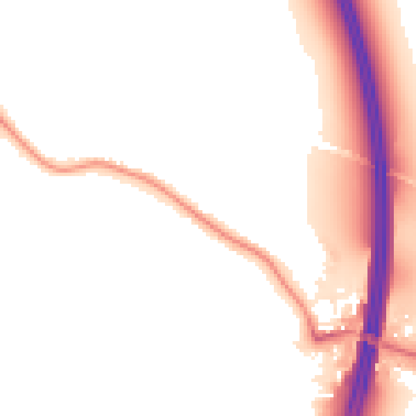 Night-time road noise heatmap for NG16 1BX