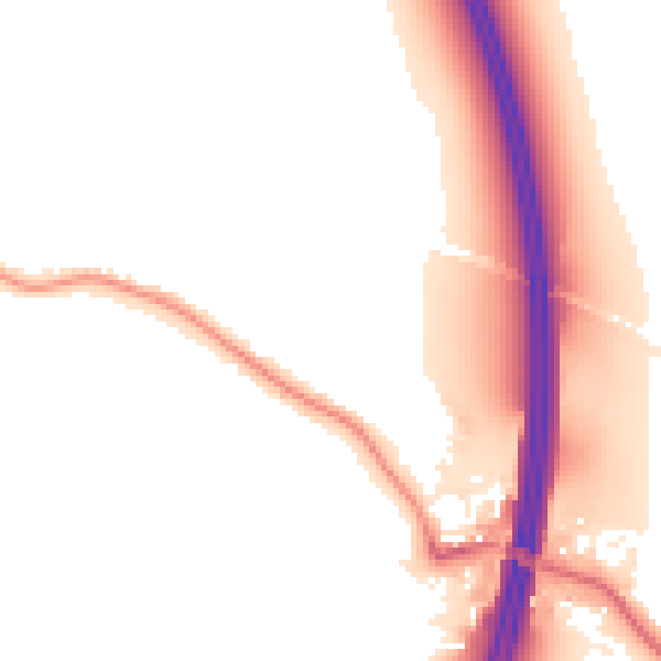 Night-time road noise heatmap for NG16 1BY
