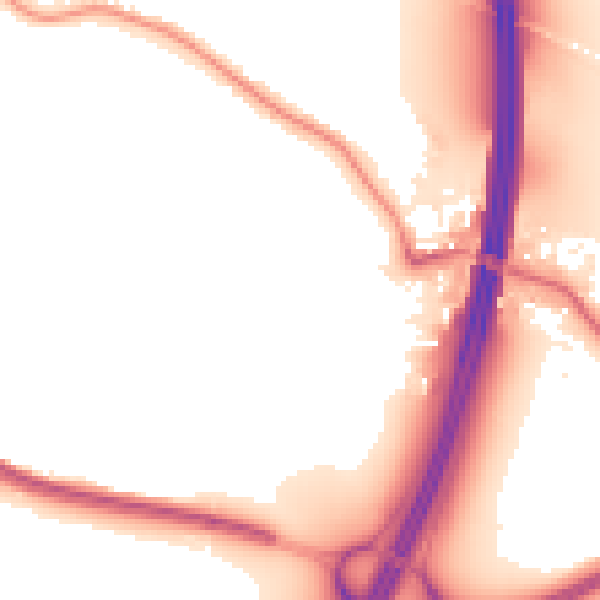 Night-time road noise heatmap for NG16 1DA