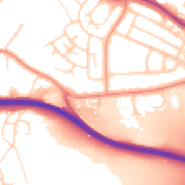 Daytime road noise heatmap for NG16 1DE