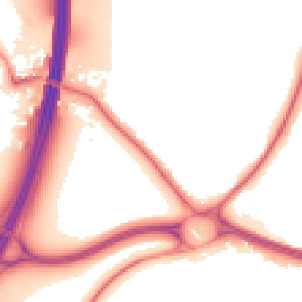 Night-time road noise heatmap for NG16 1DN
