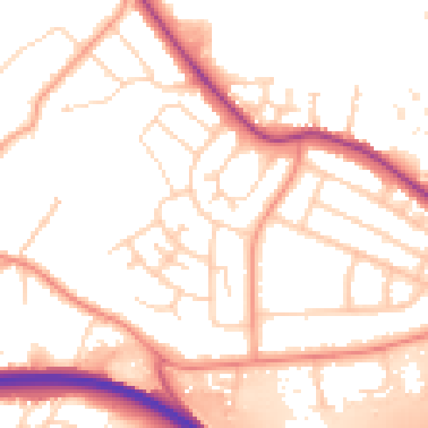 Daytime road noise heatmap for NG16 1EY