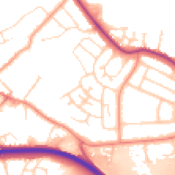 Daytime road noise heatmap for NG16 1FH