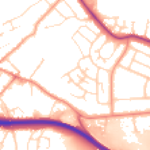 Daytime road noise heatmap for NG16 1FQ
