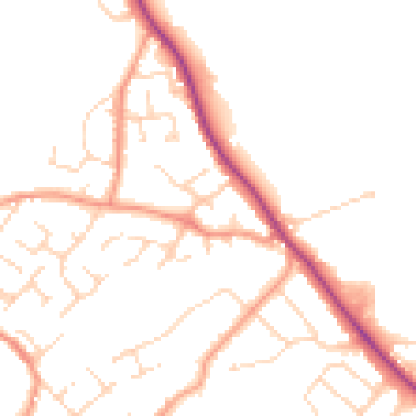 Daytime road noise heatmap for NG16 1GN