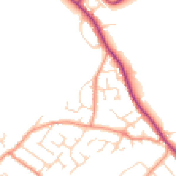 Daytime road noise heatmap for NG16 1GY