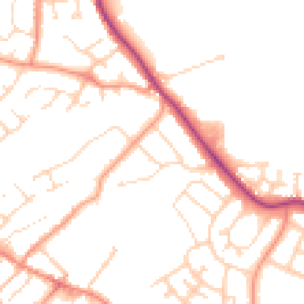 Daytime road noise heatmap for NG16 1HJ