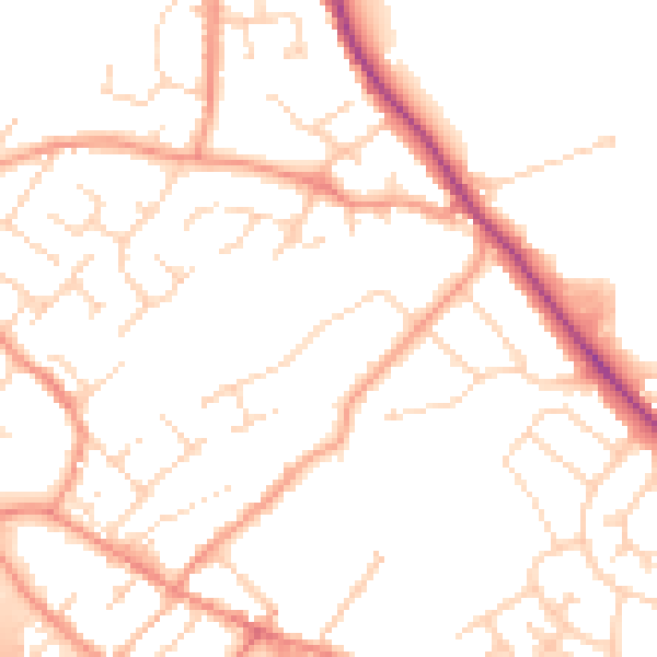 Daytime road noise heatmap for NG16 1HL