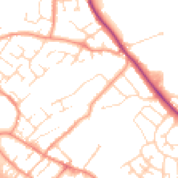 Daytime road noise heatmap for NG16 1JH