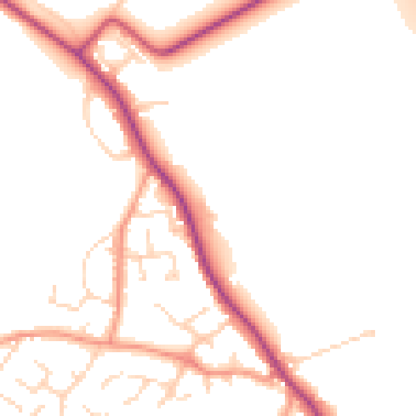 Daytime road noise heatmap for NG16 1LA