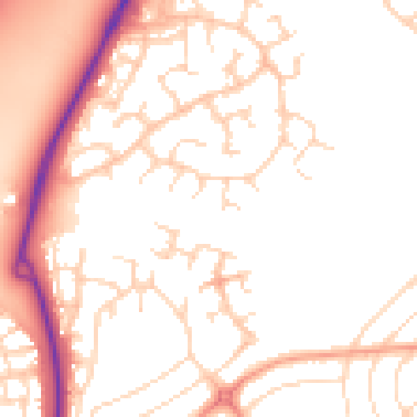 Daytime road noise heatmap for NG16 1QH