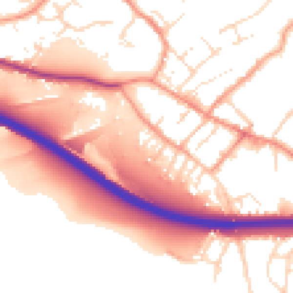 Daytime road noise heatmap for NG16 2AD