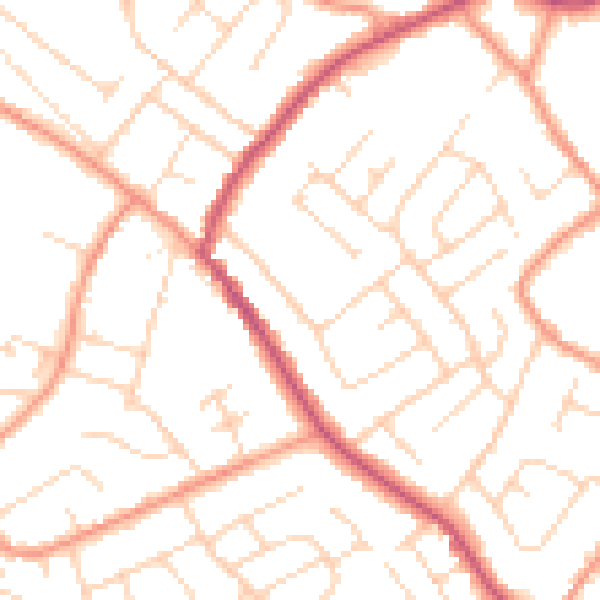 Daytime road noise heatmap for NG16 2AG
