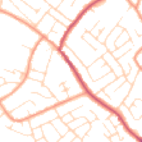 Daytime road noise heatmap for NG16 2AQ