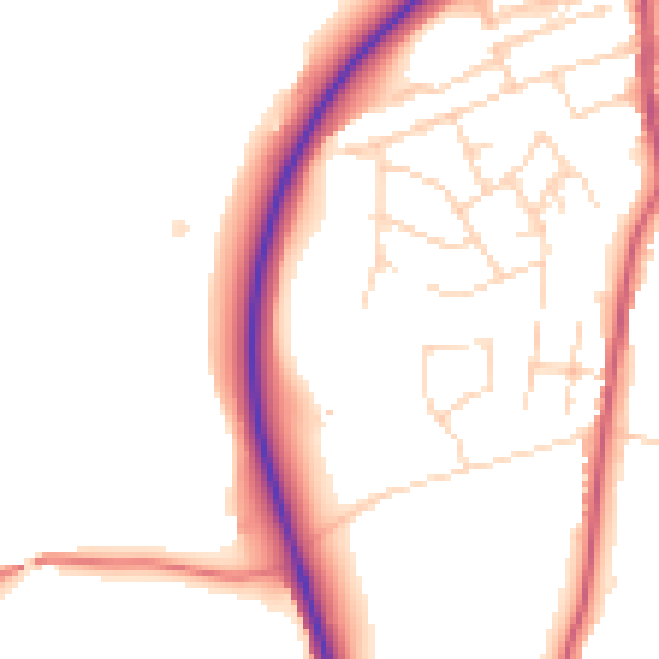 Daytime road noise heatmap for NG16 2BS