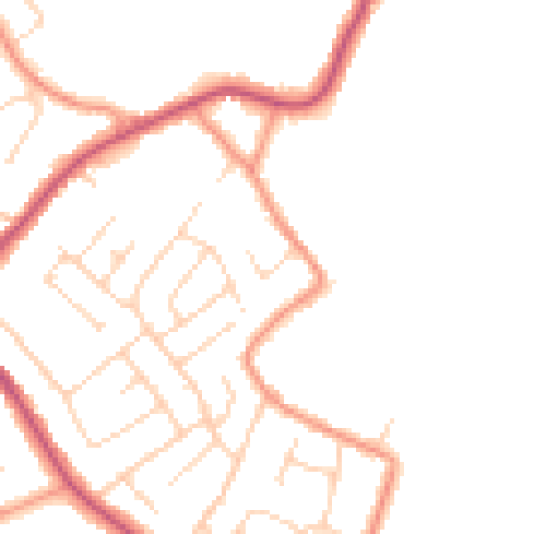 Daytime road noise heatmap for NG16 2DF