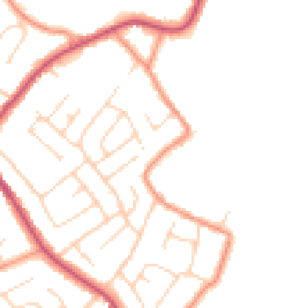 Daytime road noise heatmap for NG16 2DG