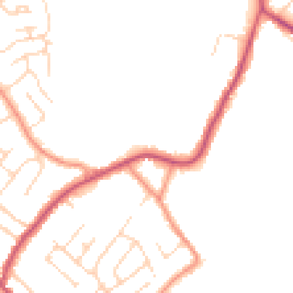 Daytime road noise heatmap for NG16 2EZ
