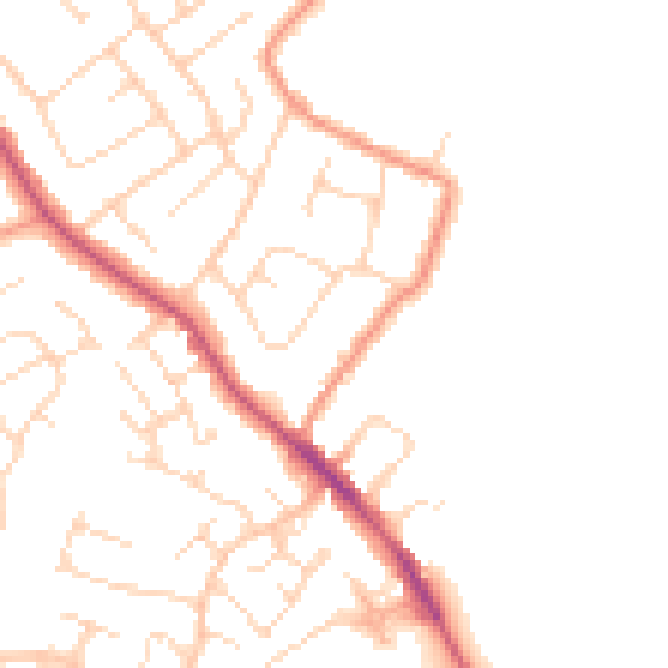 Daytime road noise heatmap for NG16 2FA