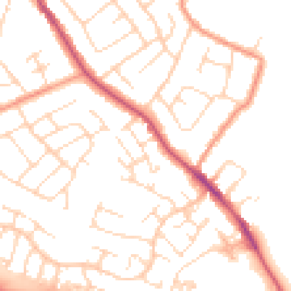 Daytime road noise heatmap for NG16 2FP