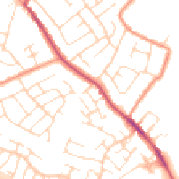 Daytime road noise heatmap for NG16 2FS