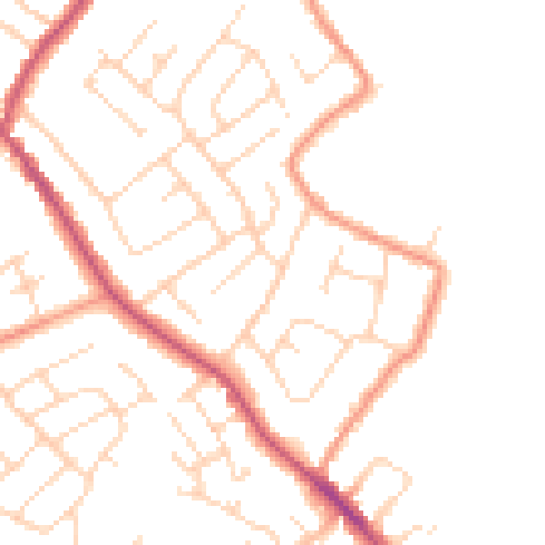 Daytime road noise heatmap for NG16 2FT