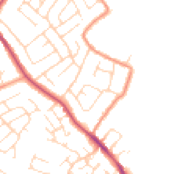 Daytime road noise heatmap for NG16 2FX