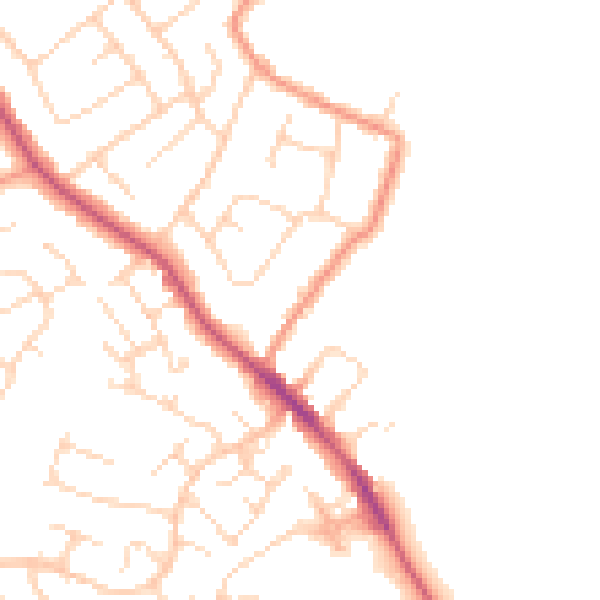 Daytime road noise heatmap for NG16 2FZ