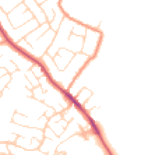 Daytime road noise heatmap for NG16 2GA