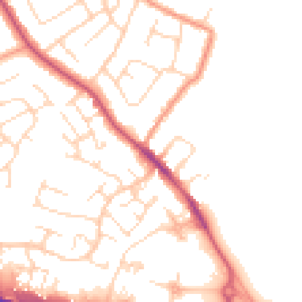 Daytime road noise heatmap for NG16 2GF