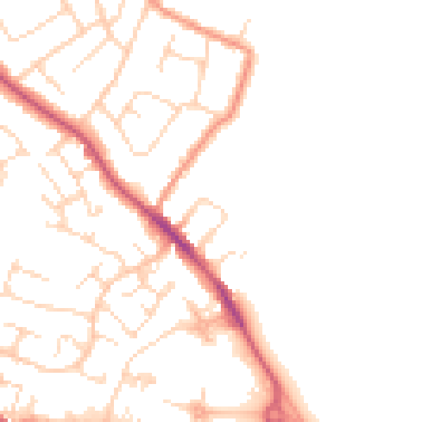 Daytime road noise heatmap for NG16 2GH