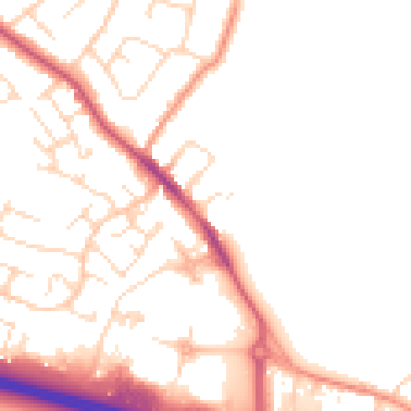 Daytime road noise heatmap for NG16 2GS