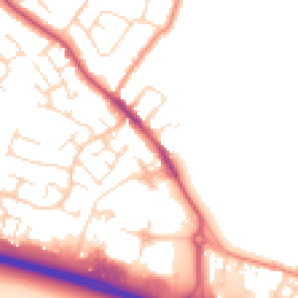 Daytime road noise heatmap for NG16 2GU