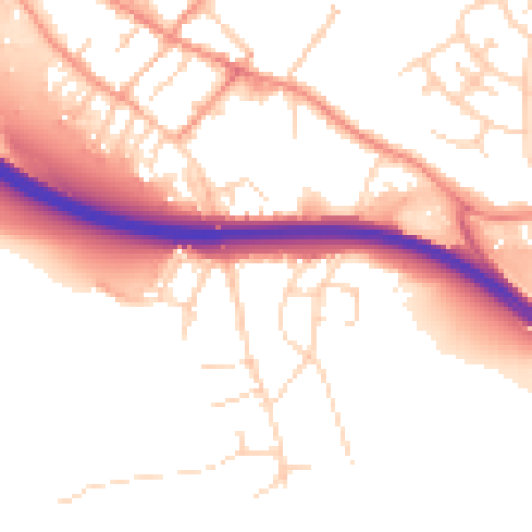 Daytime road noise heatmap for NG16 2GX