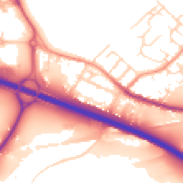 Daytime road noise heatmap for NG16 2HN
