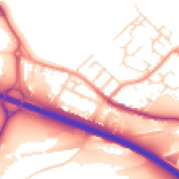 Daytime road noise heatmap for NG16 2HQ
