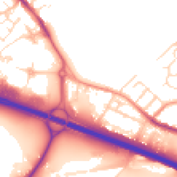 Daytime road noise heatmap for NG16 2HR